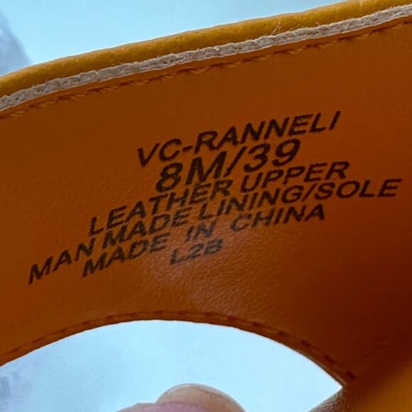 Vince Camuto Ranneli Leather Raffia Block Heel Espadrille Orange Women's 8M NWOB - Picture 10 of 11